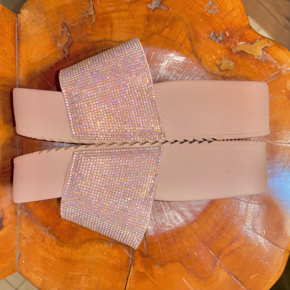 Adorable perfectly crystallized Platform Slide Sandals